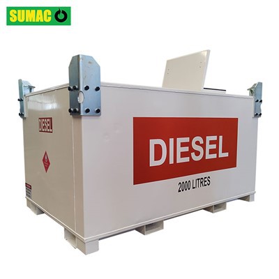 Portable 2000 Liter Steel Bunded Horizontal Diesel Fuel Tank IBC Petrol Cube Tank